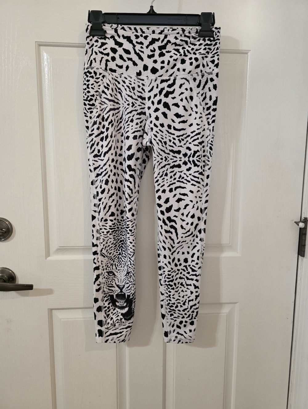 Betsey Johnson Black & White Leopard Face Kids Leggings
